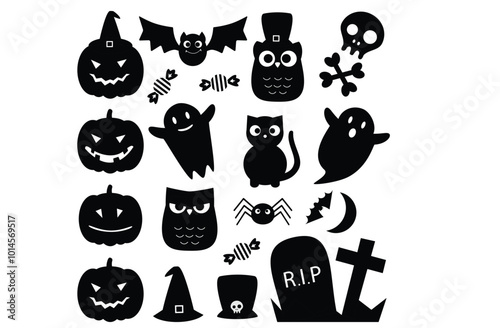 Halloween bat silhouette collection isolated on white background, Bats icons set Free 
