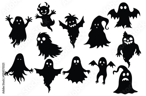 Halloween bat silhouette collection isolated on white background, Bats icons set Free 
