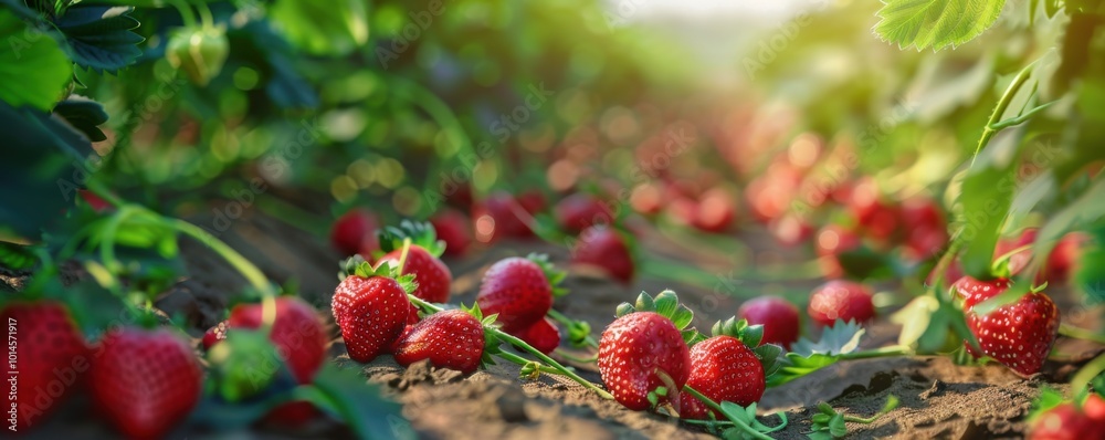 Rows of strawberries in a farm field, 4K hyperrealistic photo, Rows of strawberries in a farm field, 4K hyperrealistic photo,