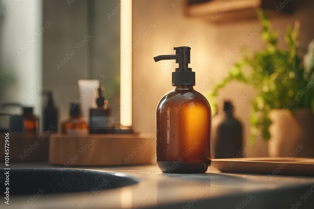 A hand soap with pumping lotion from bottle A hand soap with pumping lotion from bottle