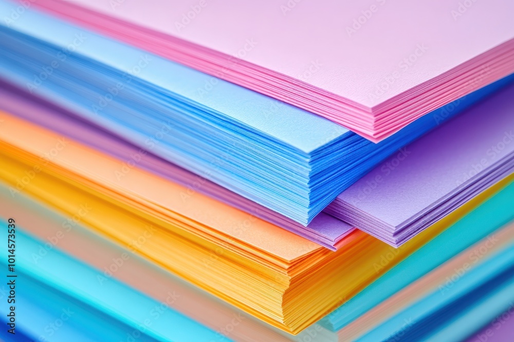 Colored paper stack isolated on white background 