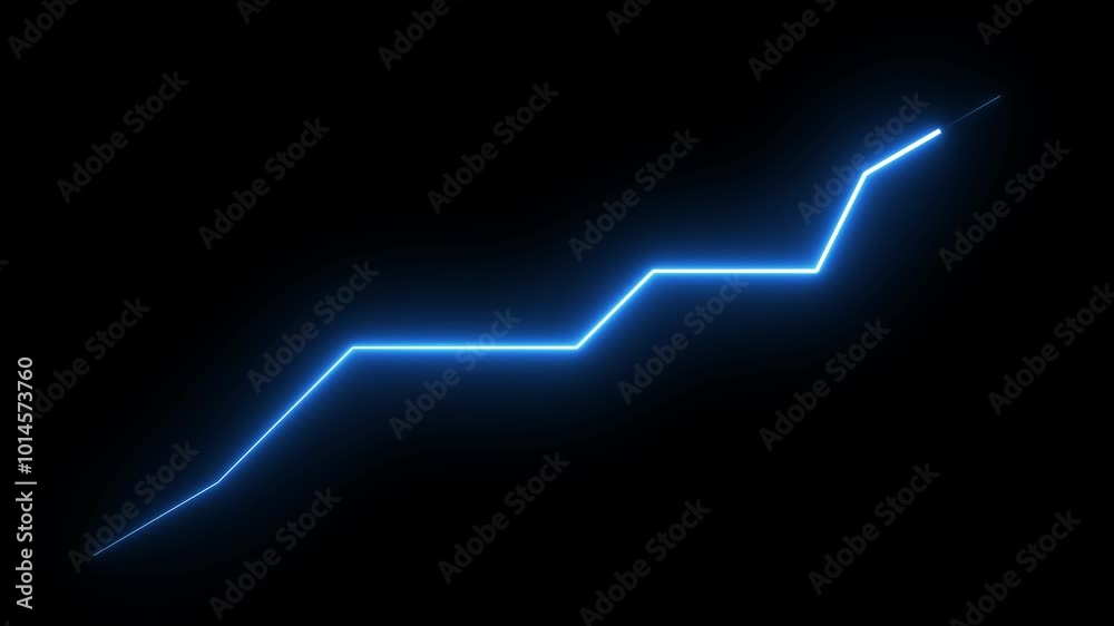 Animated Financial Growth Graph. Illustration of incredible financial growth, a stock market boom or an impressive increase of business sales. Blowing neon business Arrow animation. 4k video.