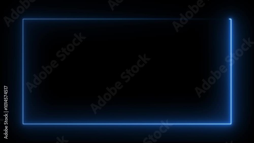 Glowing Neon Colorful Rectangle Frame. Perfect video animation clip art for your design .Thin golden frame set. Gold rectangle border collection in art deco style. 