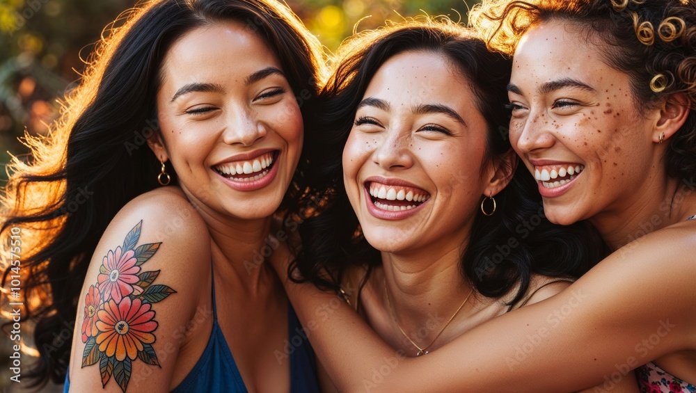 Two tattooed girls friends having fun with each other Two tattooed girls friends having fun with each other