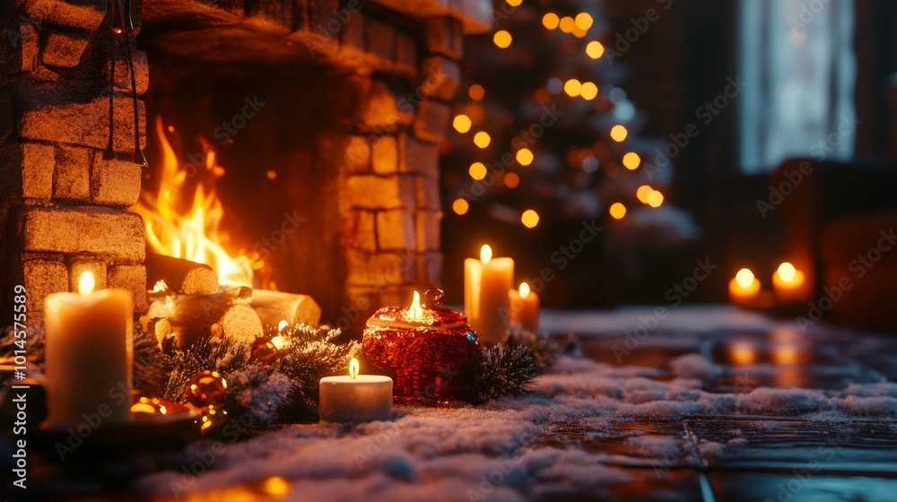 Cozy fireplace with warm flames and glowing embers for winter nights and festive gatherings Cozy fireplace with warm flames and glowing embers for winter nights and festive gatherings