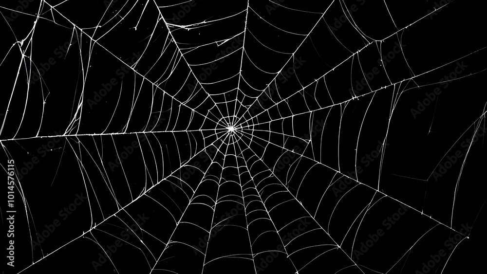 Obraz premium Detailed spider web against a black background