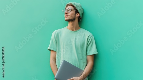 The Thoughtful Young Man With Laptop