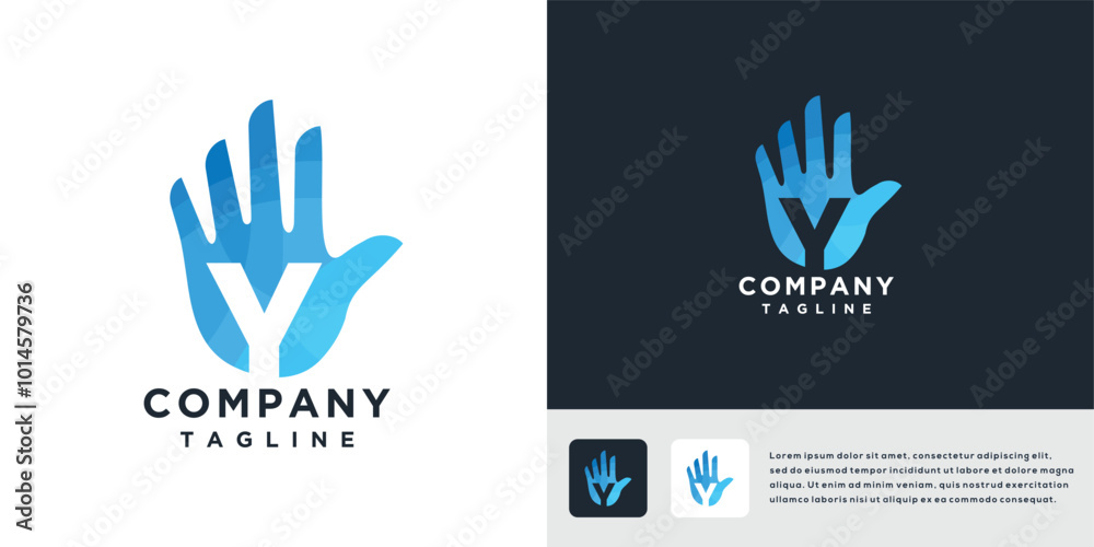 Letter Y hand logo design template Letter Y hand logo design template