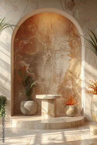 Stone Archway with Product Display Platform