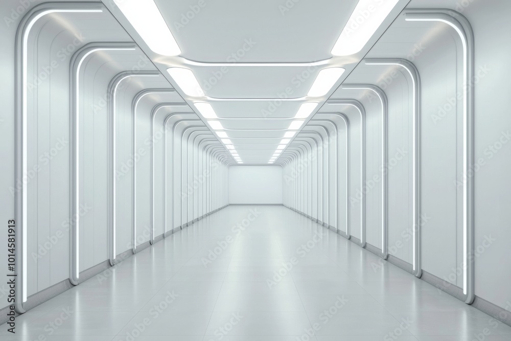 Modern empty corridor with bright lighting and sleek design. Modern empty corridor with bright lighting and sleek design.