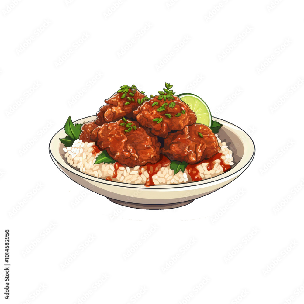 The dish combines rendang and rice with lime, sauce, and herbs in a bowl. Ideal for food blogs, menus, culinary promotions, and social media. Generative AI The dish combines rendang and rice with lime, sauce, and herbs in a bowl. Ideal for food blogs, menus, culinary promotions, and social media. Generative AI