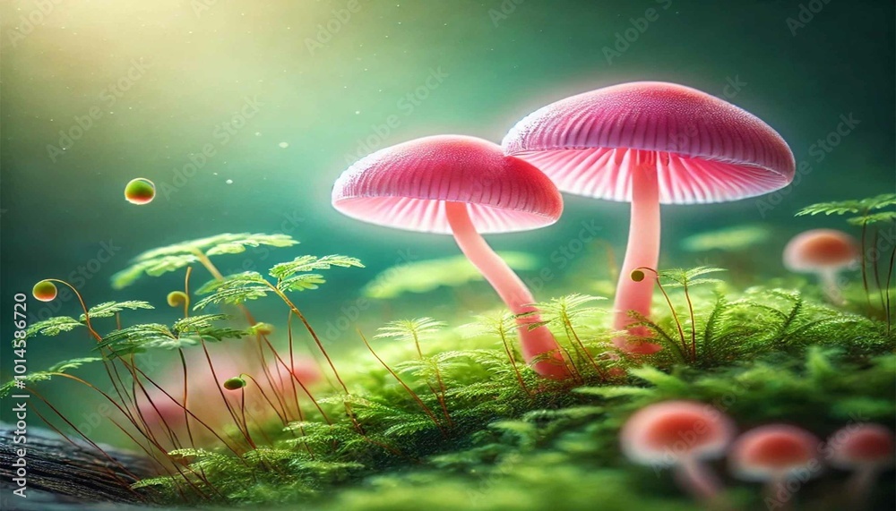 Fototapeta premium Pink mushrooms macro
