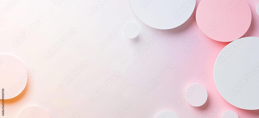 Zarter rosa Aquarell-Hintergrund mit geometrischen Formen im Bannerformat, mit Textfreiraum