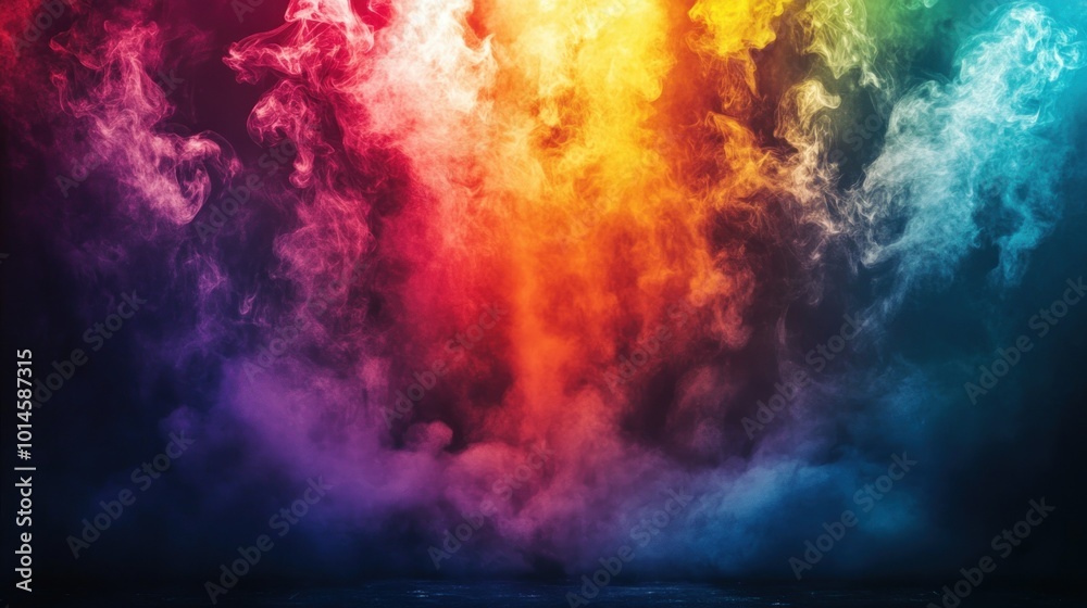 Abstract Background of Colorful Smoke with Glowing Lights