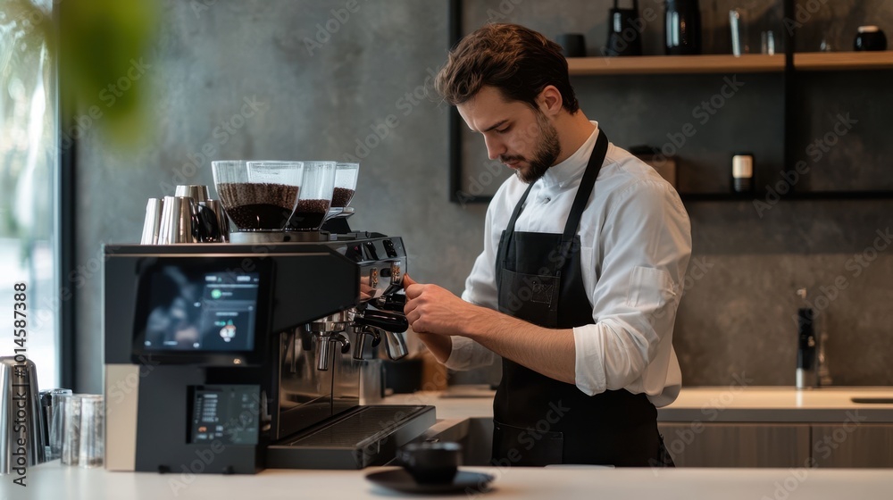 The Barista Preparing Coffee The Barista Preparing Coffee