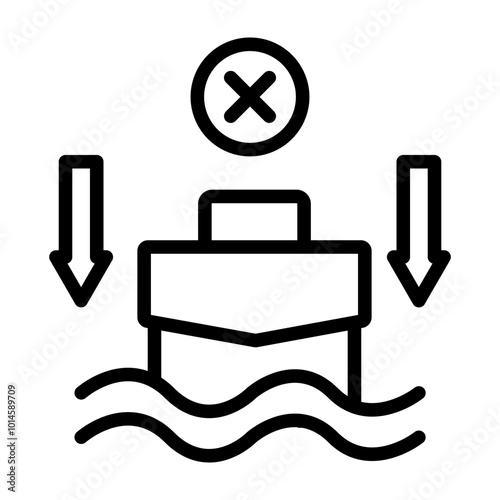 Sinking Vector Line Icon Design