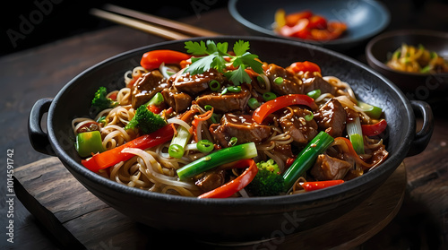 Pork Chop Suey Stir Fry With Mixed Vegetables In Savory Sauce