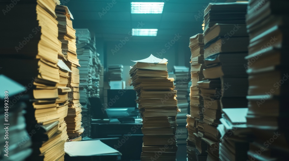 Obraz premium Overwhelmed by Paperwork.