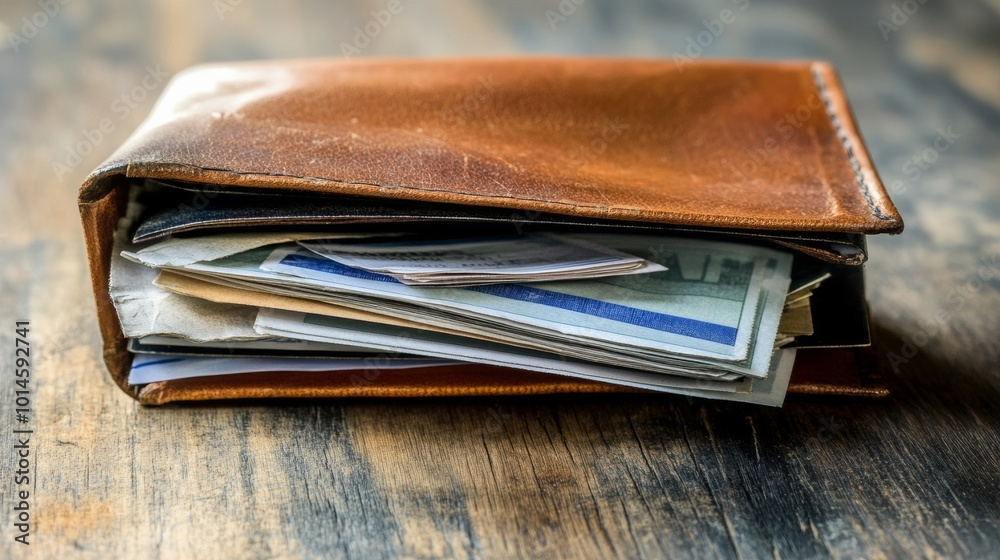 Leather Wallet with Documents. Leather Wallet with Documents.