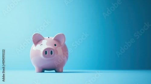 A pink piggy bank on a blue background, symbolizing saving and financial management.