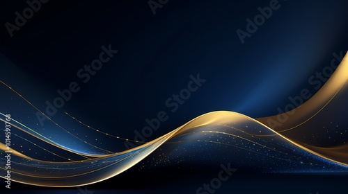 A stunning background with flowing waves and sparkling elements in blue and gold tones.
