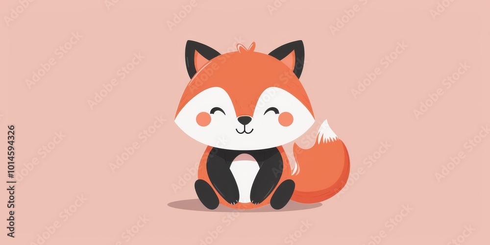 Adorable cartoon fox with a cheerful smile, sitting on a soft pink background. Perfect for children's designs, prints, and digital media. Adorable cartoon fox with a cheerful smile, sitting on a soft pink background. Perfect for children's designs, prints, and digital media.