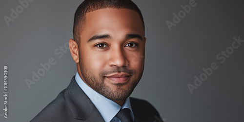 Professional Portrait of a Confident Young Man in a Suit Against a Neutral Background