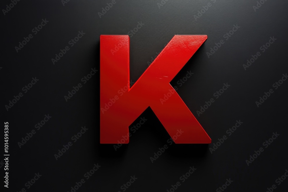 Obraz premium Red letter K on black background