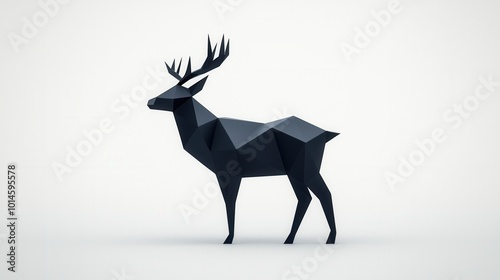 Geometric stag silhouette with sharp edges on a sleek minimal background photo