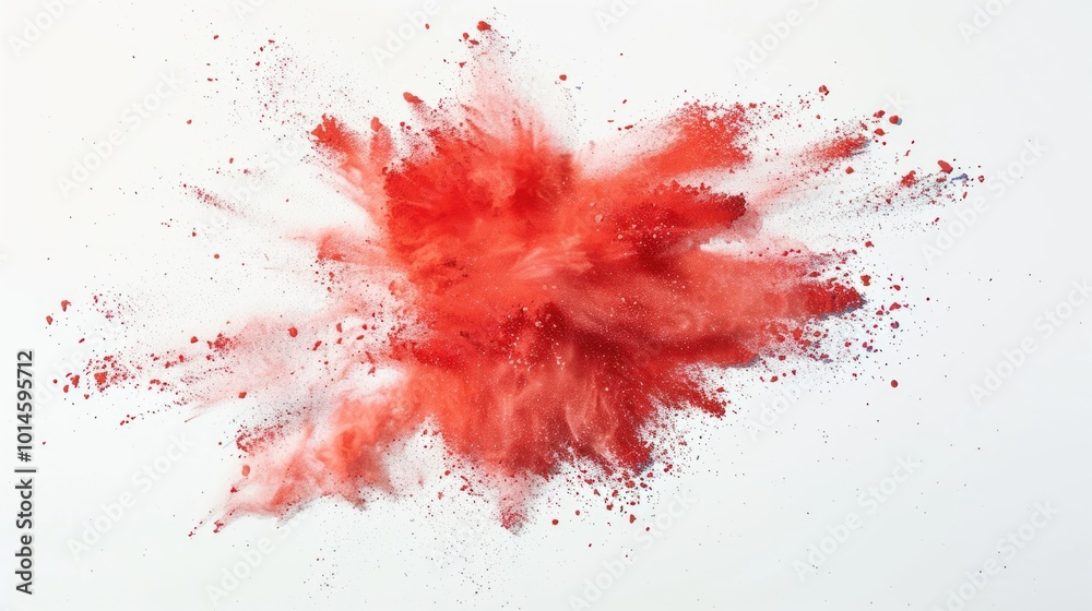 Red Powder Explosion on White Background Red Powder Explosion on White Background
