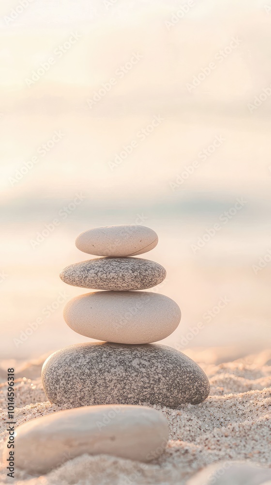 A serene stack of pebbles on sandy beach, symbolizing balance and tranquility in nature's beautiful landscape. A serene stack of pebbles on sandy beach, symbolizing balance and tranquility in nature's beautiful landscape.