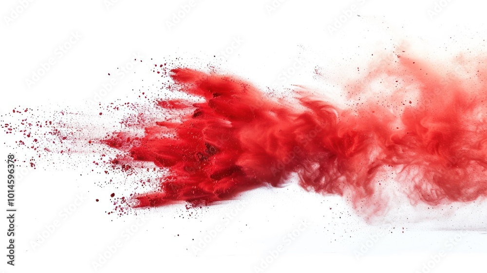 Abstract Red Powder Explosion on White Background Abstract Red Powder Explosion on White Background