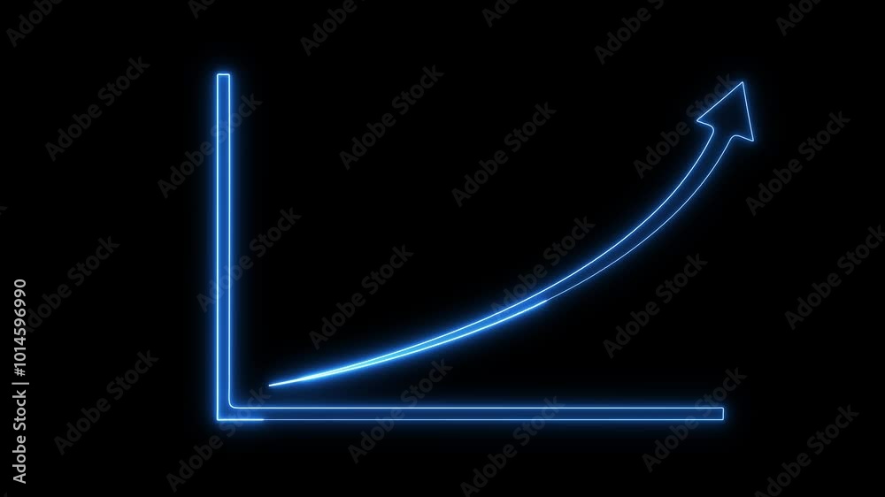 Abstract glowing neon business graph growth arrow . Abstract glowing neon business graph growth arrow .