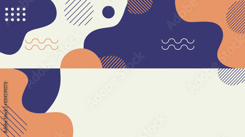 Background featuring abstract shapes and patterns with dots. A contemporary vector design ideal for banners, flyers, and covers.
