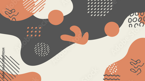 Background featuring abstract shapes and patterns with dots. A contemporary vector design ideal for banners, flyers, and covers.
