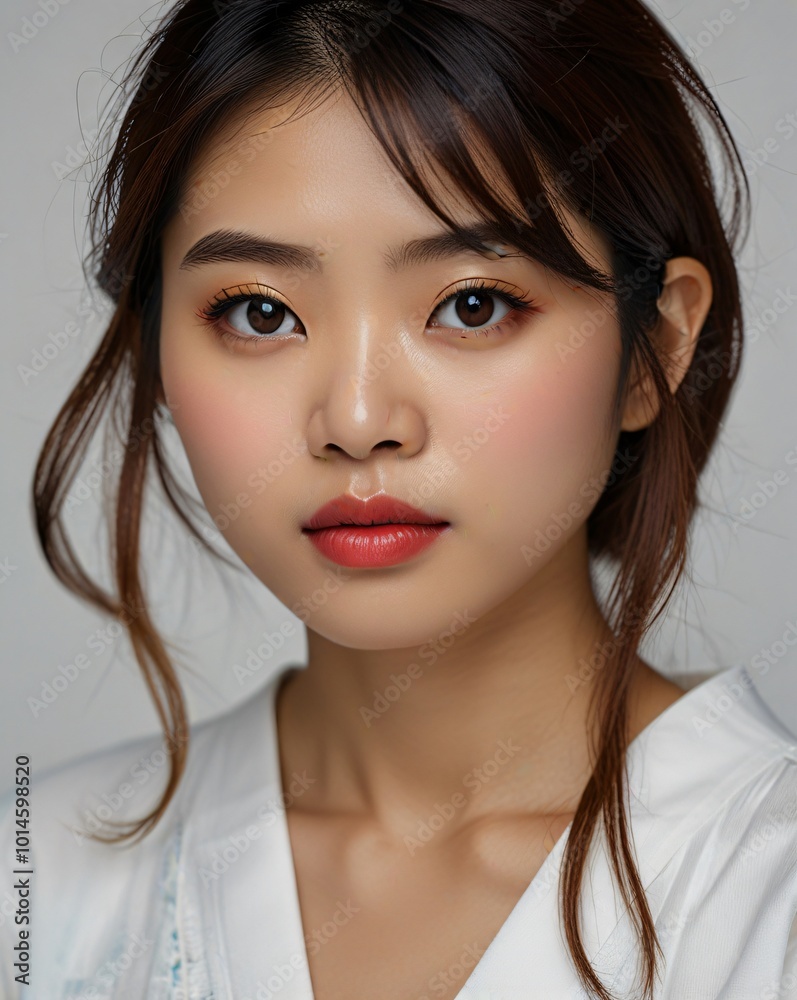 Beautiful Young Asian Woman with Makeup and Natural Skin Beautiful Young Asian Woman with Makeup and Natural Skin