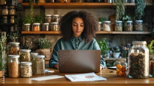 The Woman Using Laptop Inside