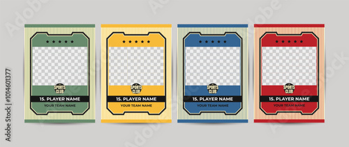 Set of trading frames for game sports card template, collection of player frames for sports