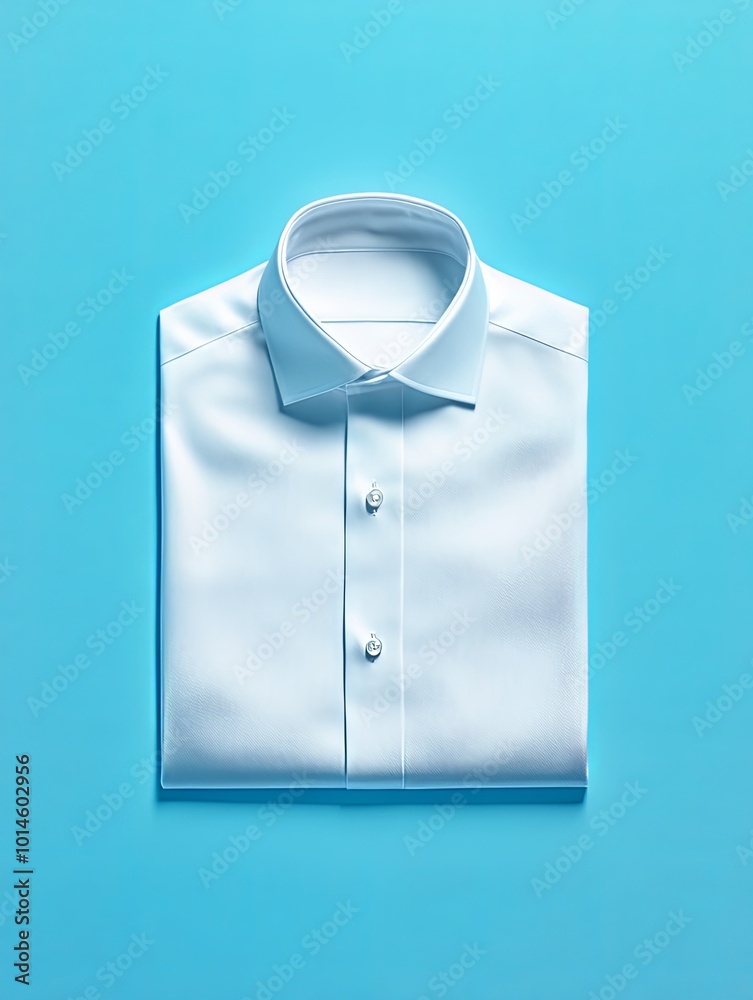 Crisp white dress shirt neatly folded on a vibrant background Crisp white dress shirt neatly folded on a vibrant background