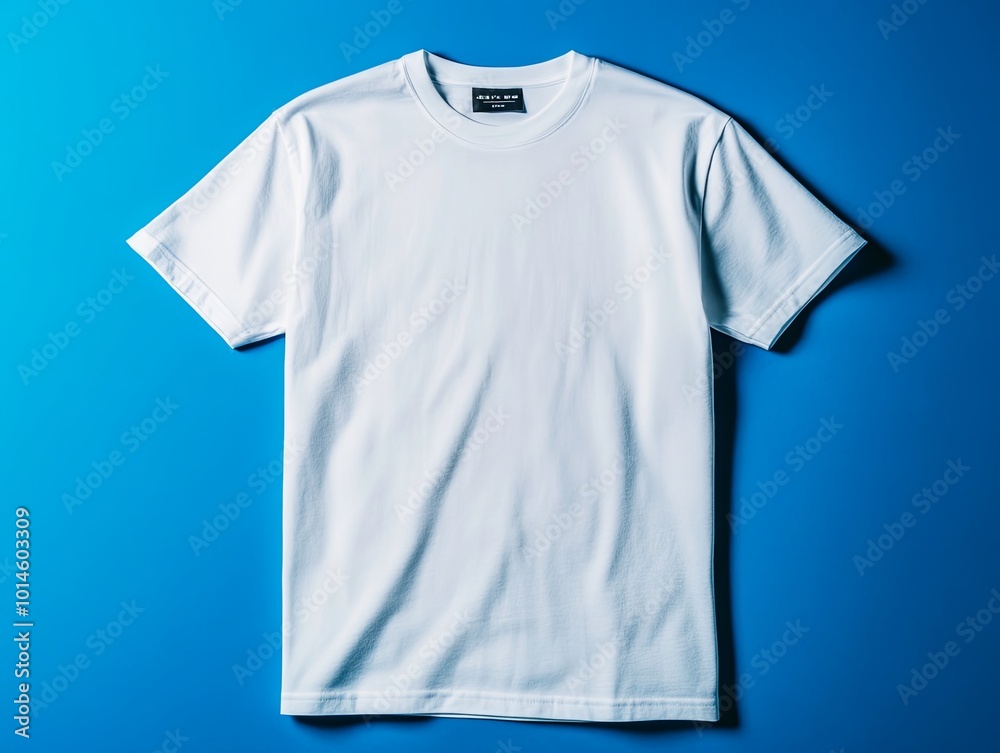 Plain white t-shirt on a blue background Plain white t-shirt on a blue background