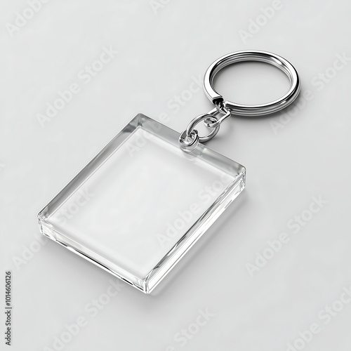 Mockup of a keychain with nothing written on a gray background   photo