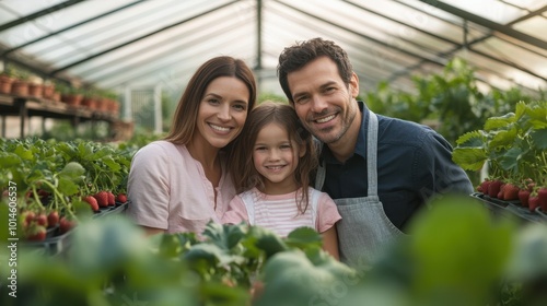 The Happy Family in Greenhouse