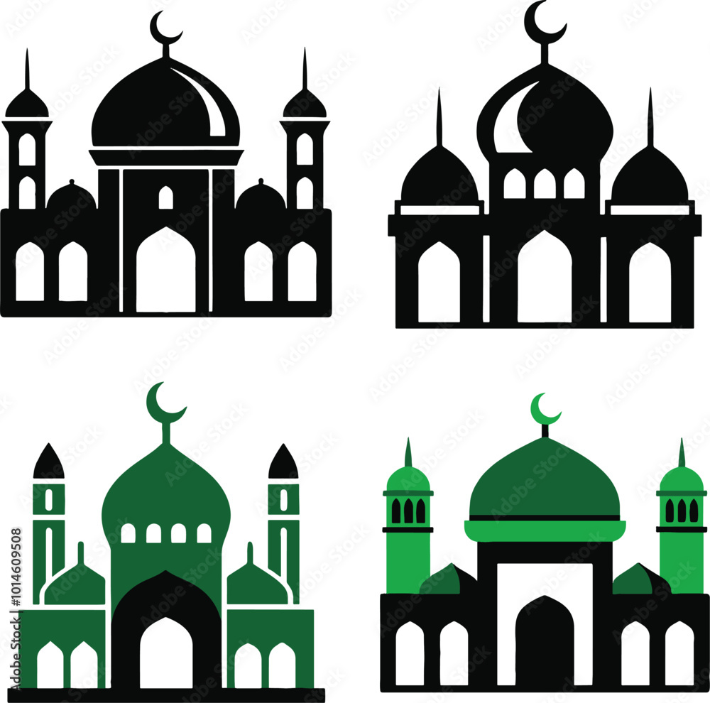 Mosque vector art illustration on a white background Mosque vector art illustration on a white background