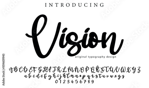 Vision Font Stylish brush painted an uppercase vector letters, alphabet, typeface