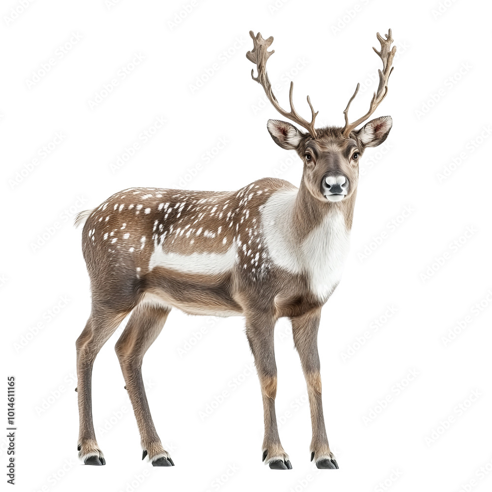 Reindeer standing, white isolated background Reindeer standing, white isolated background