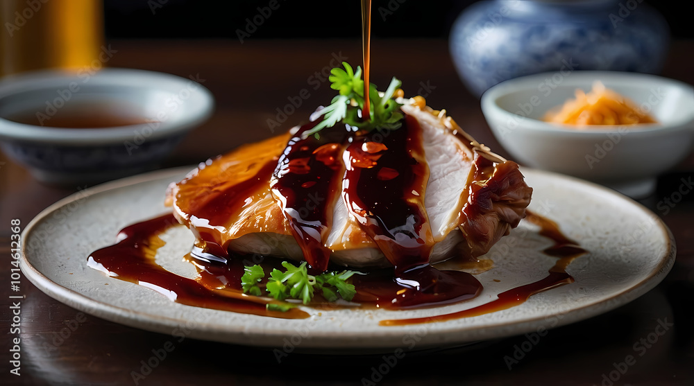 Sliced Peking Duck Fillet with Crispy Skin and Hoisin Sauce