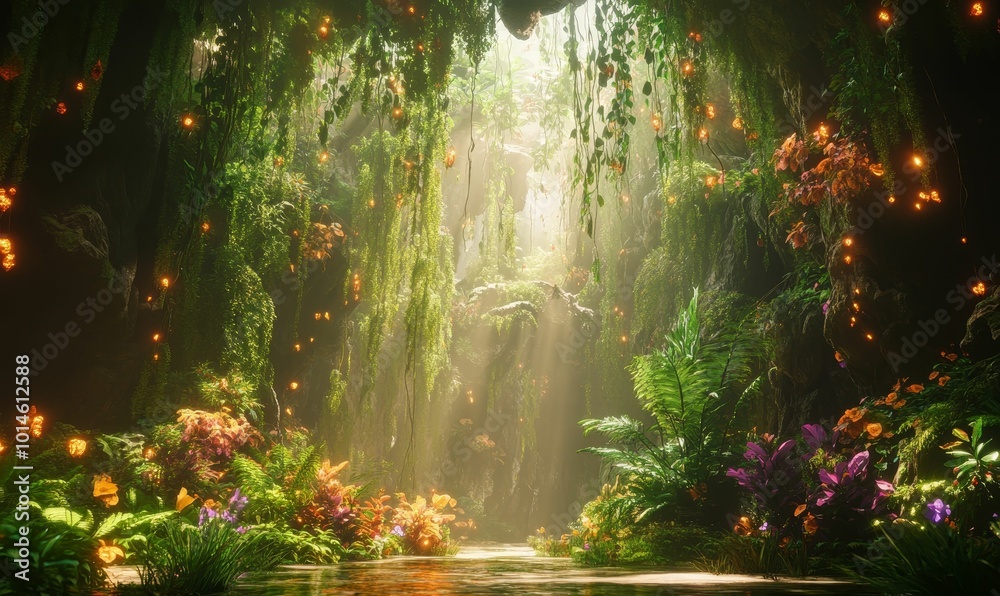 Obraz premium Luminous foliage in a mystical jungle.