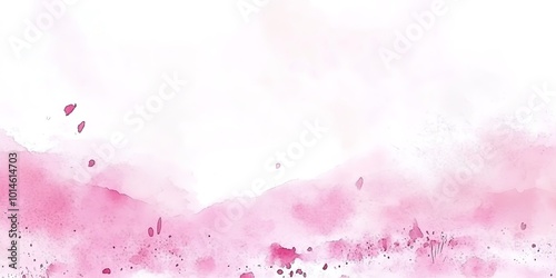 Watercolor landscape pink red color of Wild Himalayan cherry 