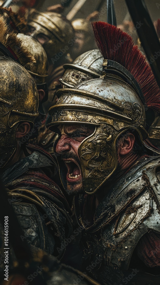 Powerful warrior in armor, commanding presence amidst the battle, evokes strength and bravery from historical times. Powerful warrior in armor, commanding presence amidst the battle, evokes strength and bravery from historical times.
