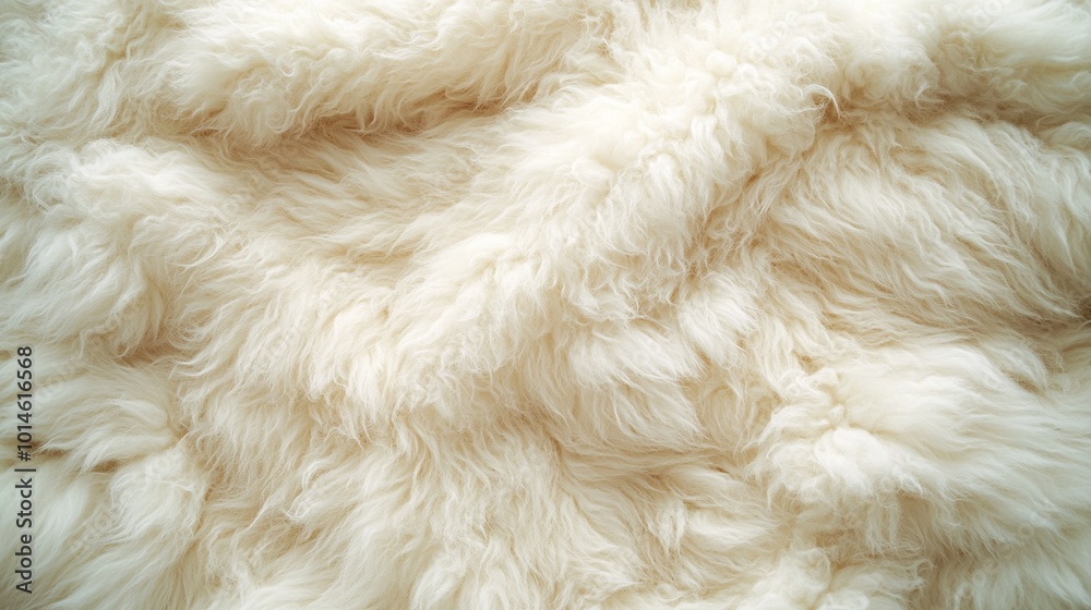 A detailed view of a fluffy white sheep, highlighting its luxuriously soft wool texture in warm, inviting creamy white tones. A detailed view of a fluffy white sheep, highlighting its luxuriously soft wool texture in warm, inviting creamy white tones.